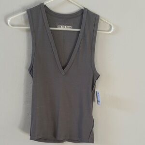 We The Free Charcoal Deep V-Neck Tank Top
